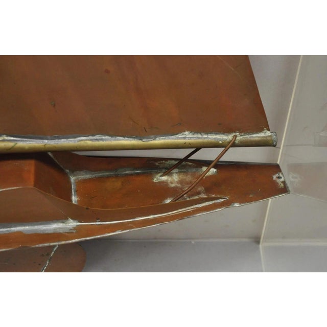 Metal Vintage Folk Art Copper Sailboat Ship Weathervane For Sale - Image 7 of 10