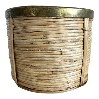 Gabriella Crespi Style Split Reed Rattan Basket For Sale