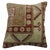 Pillow made from an antique Turkish Sivas rug in camel and crimson red colors. Measures: 17" x 19".