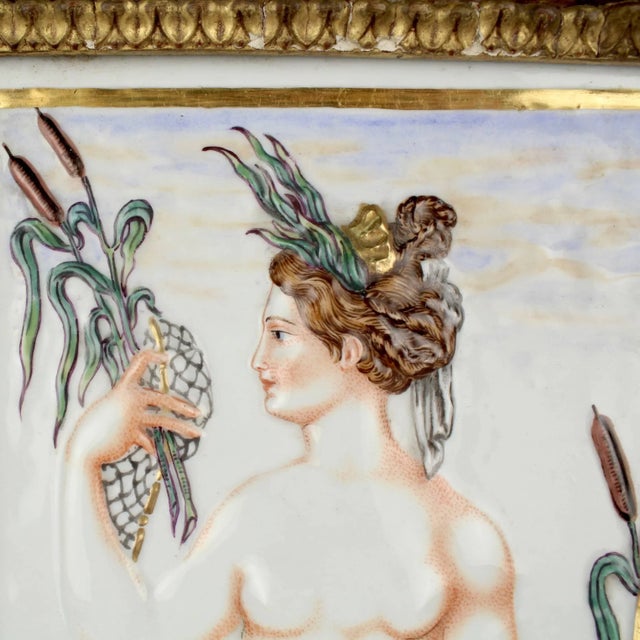 Renaissance Large Antique Capodimonte Porcelain Plaque of a Naiad or Water Nymph For Sale - Image 3 of 11