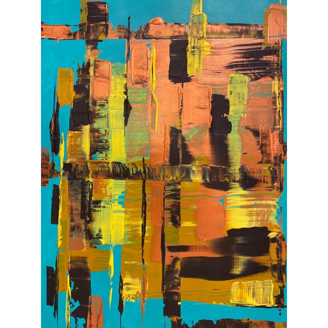 Blue Modern Abstract Painting on Canvas, Signed, 21st Century, France For Sale - Image 8 of 8