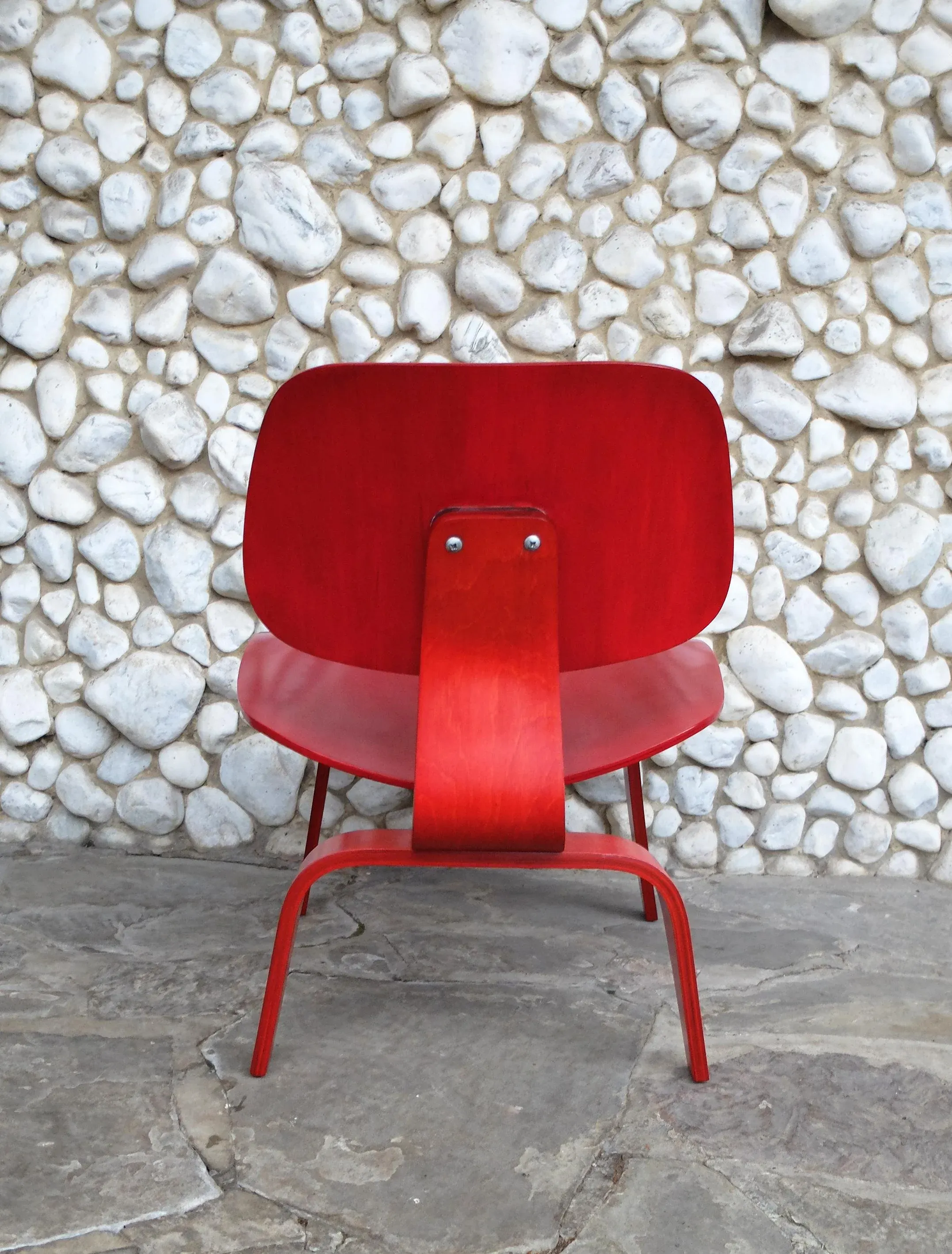 Stained Red LCW Lounge Chair by Charles & Ray Eames for Herman