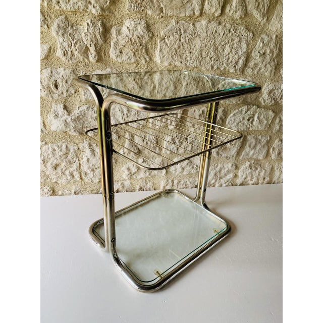 Brass & Glass Side Table with Magazine Rack, 1970s For Sale - Image 17 of 18