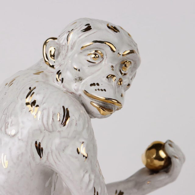 Enamelled Terracotta Monkey Figurine For Sale - Image 3 of 11