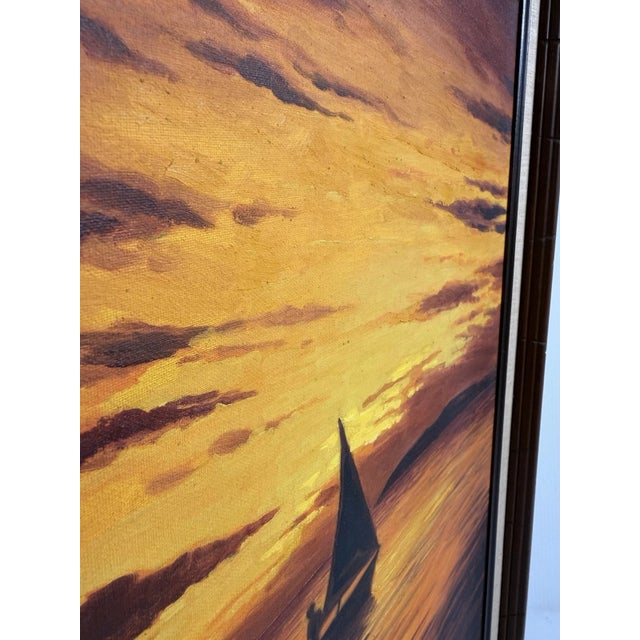 1972 Framed Oil Painting of a Sailboat & Sunset Signed by Puerto Rico Artist CC Furcster For Sale In Cleveland - Image 6 of 12