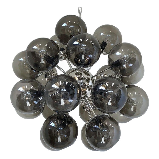 21st Century Nova Polished Nickel Smoky Murano Sputnik Chandelier by Fabio LTD For Sale