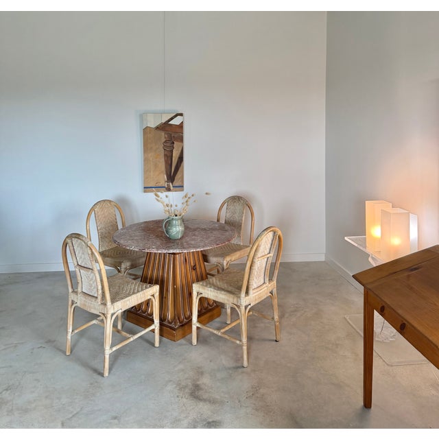 Kreiss "Duchess" Marble + Sculptural Wood Pedestal Card Table Game Table Dining For Sale - Image 10 of 18