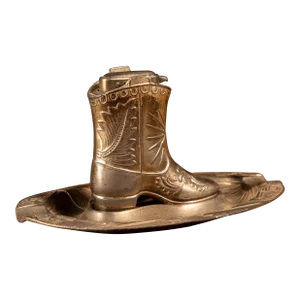 1960s Vintage Cowboy Boot Lighter and Ashtray Set- 2 Pieces