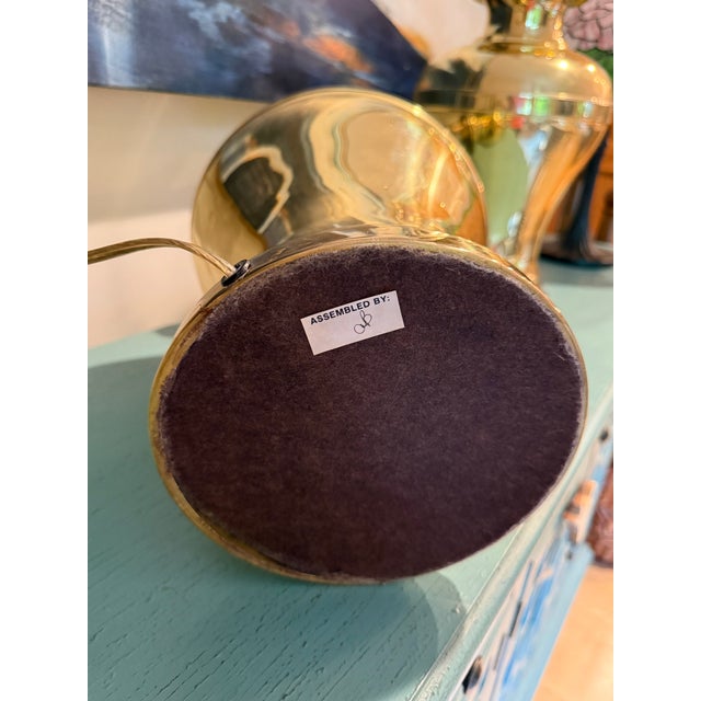 1980s Large Brass Ginger Jar Lamps - A Pair For Sale - Image 6 of 14