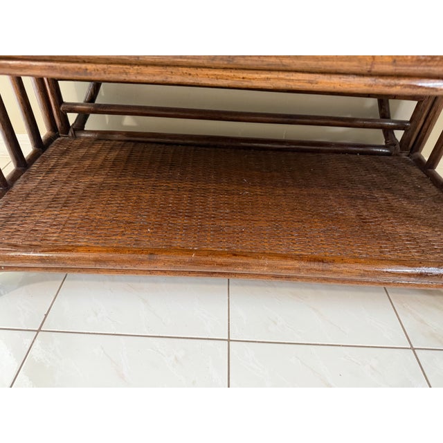 Vintage McGuire-Style Rattan & Woven Cane Étagère For Sale In Miami - Image 6 of 12