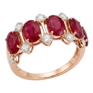 Natural Ruby 4.15cts & Diamond 0.45cts Ring in 14k Gold For Sale