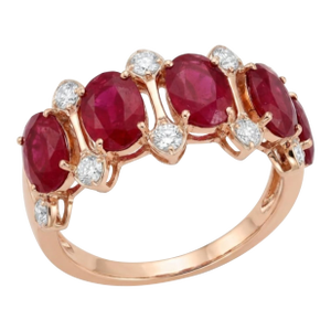 Natural Ruby 4.15cts & Diamond 0.45cts Ring in 14k Gold