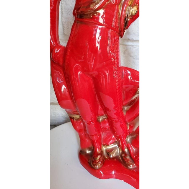 1950s Tall Red Glossy Gilded Ceramic Figurine of a Matador Bullfighter For Sale - Image 9 of 12