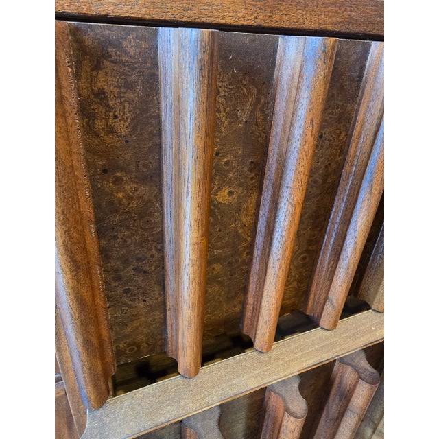 United Furniture Walnut Long Dresser With Mirror MCM Vintage For Sale - Image 6 of 12