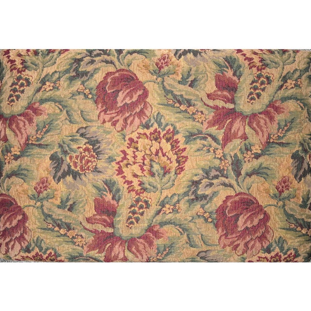 English 1990s Hickory Chair Turned Leg Tapestry Ottoman on Brass Casters For Sale - Image 3 of 12