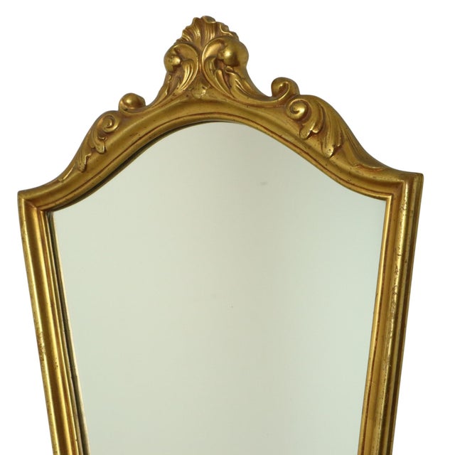 Plastic Classic Gold Leaf Mirror Crested Mirror, 1960s For Sale - Image 7 of 18