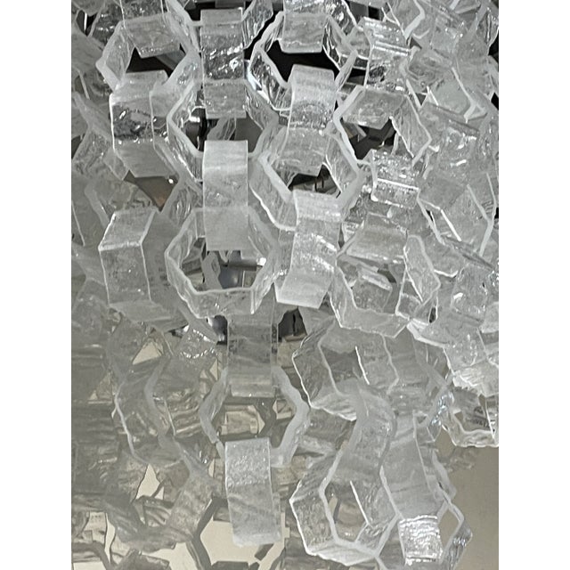 Metal Cascade Chandelier with Hexagonal Glass attributed to Av Mazzega, 1970s For Sale - Image 7 of 18