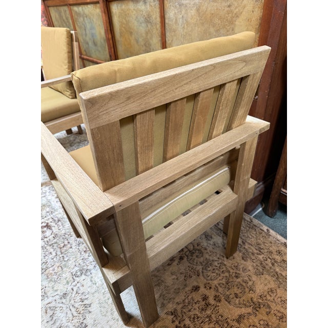 2020s Williams-Sonoma Home Outdoor Teak Wood Arm Chairs, Pair For Sale - Image 5 of 12