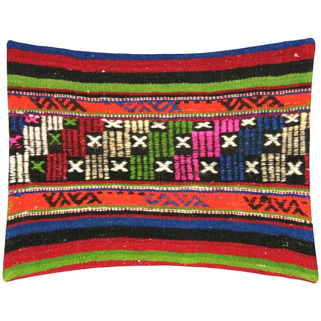 Abstract 1960s Turkish Kilim Pillow For Sale - Image 3 of 3