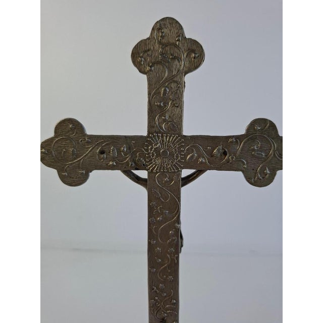 Antique Czechoslovak Neo-Gothic Cast Iron Table Crucifix, 1900s For Sale - Image 11 of 18