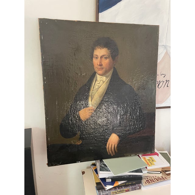 Biedermeier Antique Oil Portrait of a Gentleman, Vienna 1814, Original Canvas, Austrian Biedermeier Era - Unsigned For Sale - Image 3 of 7