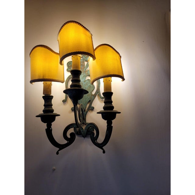 Bronze Wall Lamps, Italy, 1940s, Set of 2 For Sale - Image 6 of 11