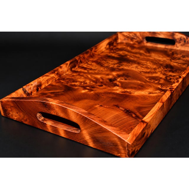 Frgrant Solid Thuya Wood Tray Large Rare Unique For Sale - Image 10 of 12