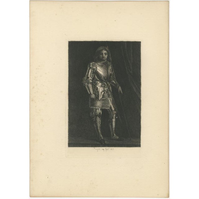 Paul Rajon, A Man in Armor, 1875, Etching For Sale - Image 3 of 9