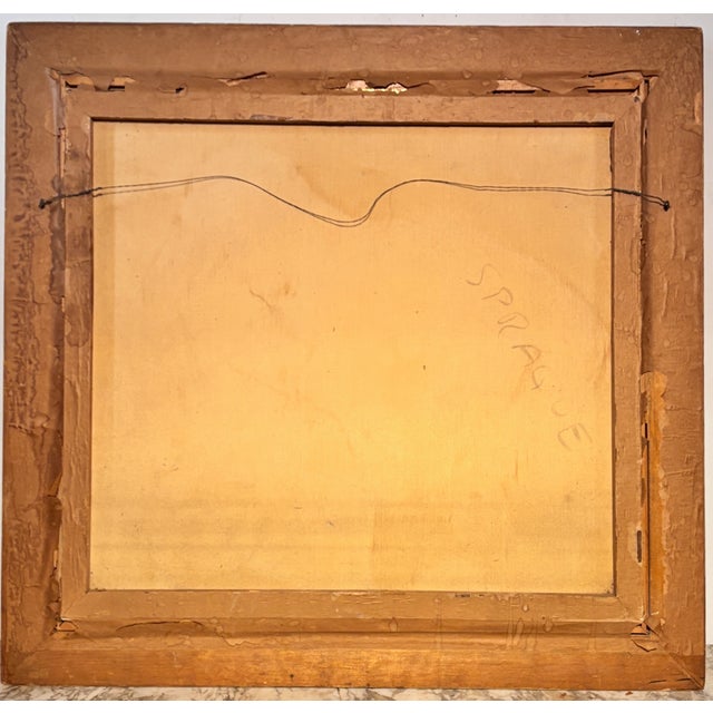 Textile Large Oil Painting of a Handsome Muscular Man, Signed Fredrick Spraque 1949 For Sale - Image 7 of 9