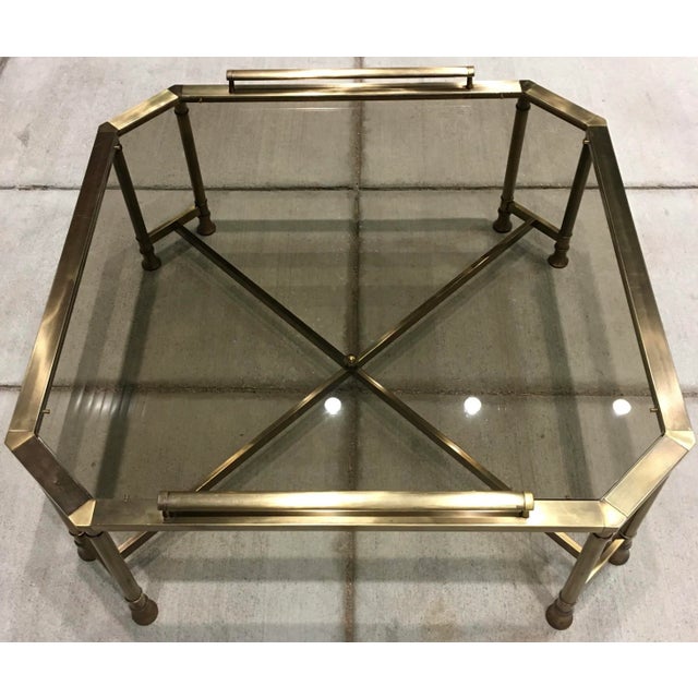 Brass Mastercraft Brass & Glass Coffee Table After Jansen For Sale - Image 8 of 13