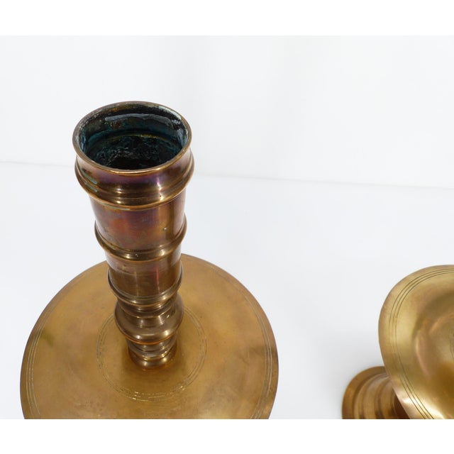 Metal Brass Altar Candlesticks, 1890s, Set of 2 For Sale - Image 7 of 12