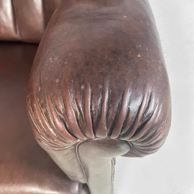 Brown Italian Art Deco Brown Leather 2-Seater Sofa from Saracchi, 1930s For Sale - Image 8 of 18