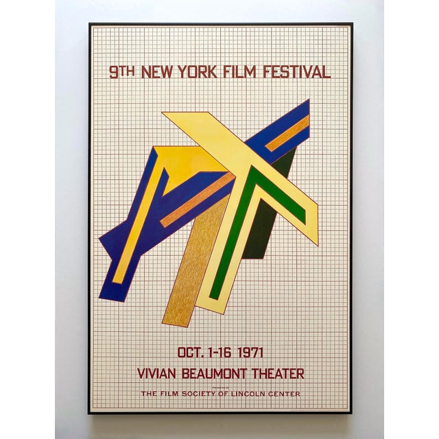 Frank Stella Vintage 1971 Mid Century Modernist Lithograph Print Framed Extra Large " 9th New York Film Festival " Poster For Sale - Image 18 of 18