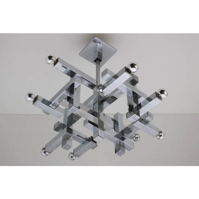 Mid-Century Metric Chandelier in Chrome by Gaetano Sciolari, 1960s For Sale - Image 13 of 13