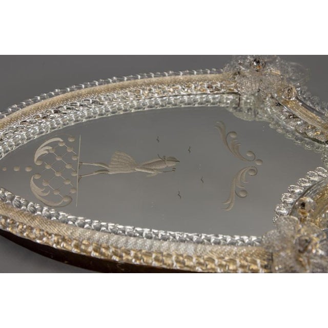 Gold Italian Venetian Wall Mirror with Glass Frame and Candleholder, 1930s For Sale - Image 8 of 18
