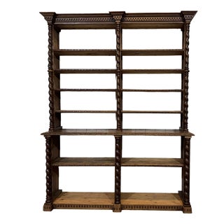 Early 20th Century Oak and Fir Wood-Paneled Bookcase For Sale