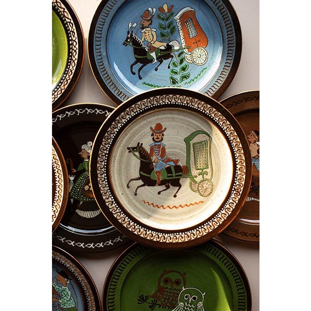 Ceramic Mid-Century Swiss Folk Art Studio Pottery Wall Plates by Mw Thun - Set of 9 For Sale - Image 7 of 16