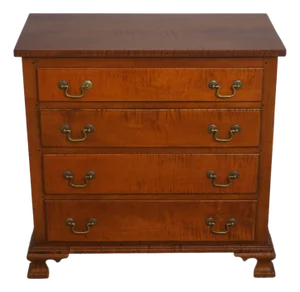 Vintage Bench Made Tiger Maple 4 Drawer Bachelor Chest