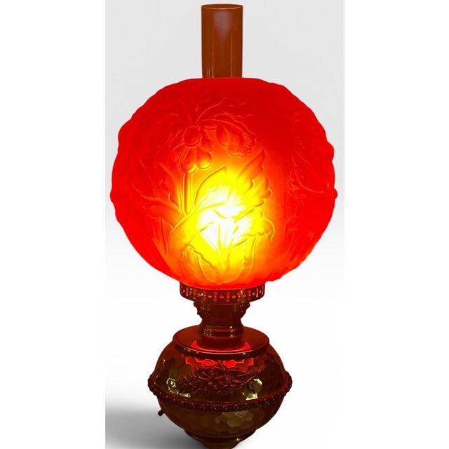 Victorian Late 19th Century Victorian Brass and Red Satin Glass Griffin Piano Floor Lamp For Sale - Image 3 of 18