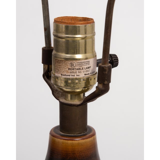 Lotte and Gunnar Bostlund Brown Cylindrical Table Lamps Model 1700 Marked a Pair For Sale - Image 16 of 16