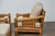 Midcentury Bamboo Lounge Chairs with Ottoman, Rattan Accents, and Linen Fabric For Sale - Image 9 of 12