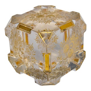 Very Unusual Cut Crystal Cube Shaped Paperweight 19th Century For Sale