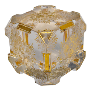 Very Unusual Cut Crystal Cube Shaped Paperweight 19th Century
