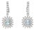 Mid 20th Century 18k White Gold Pave Diamond Sunflower Drop Earrings Estate, Pair For Sale