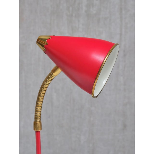 Vintage Norwegian Adjustable Table Lamps in Red Metal and Brass, 1960s, Set of 2 For Sale - Image 11 of 17