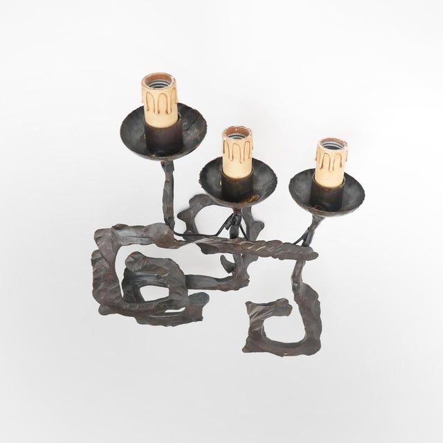 Metal Brutalist Wrought Iron Wall Lamps, 1960s, Set of 2 For Sale - Image 7 of 15