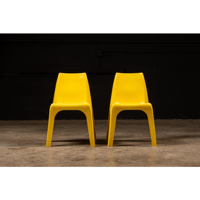 Mid-Century Modern 1960s Marbon Cycolac Yellow Molded Plastic Chairs For Sale - Image 3 of 10