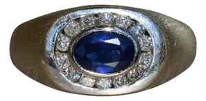 The Encino: Gentlemen's 14K White Gold Ring set with Sapphire and Diamonds