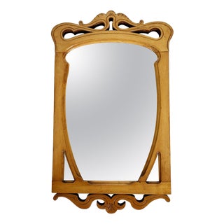 Vintage Beige Wooden Table Mirror, France, 1920s For Sale