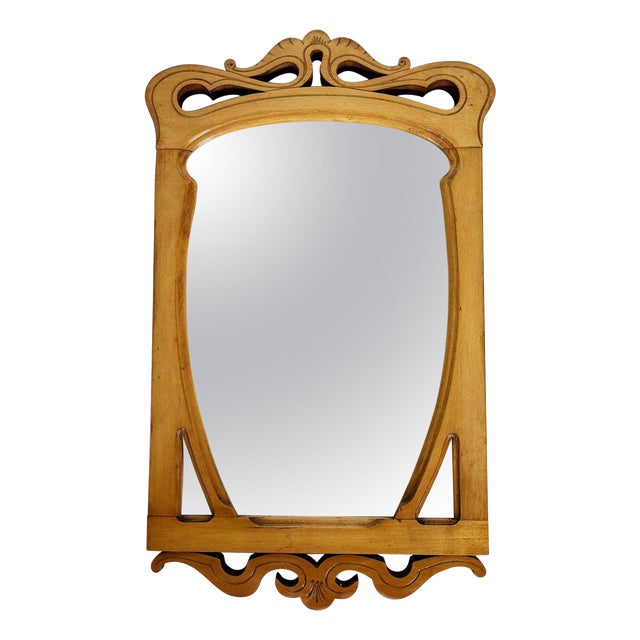 Vintage Beige Wooden Table Mirror, France, 1920s For Sale